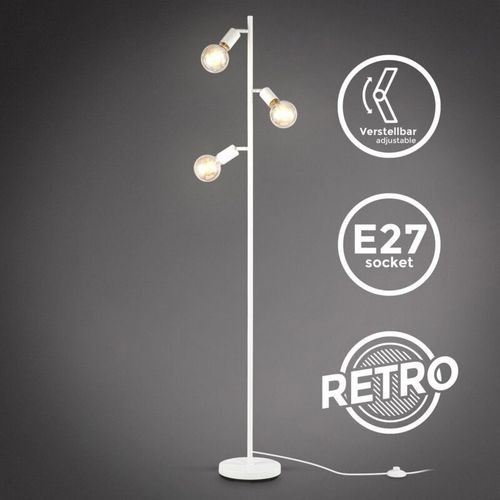 Lampada da terra retro, piantana con portalampada orientabili, adatta per 3 lampadine E27 non incluse, Lampada a stelo per soggiorno,