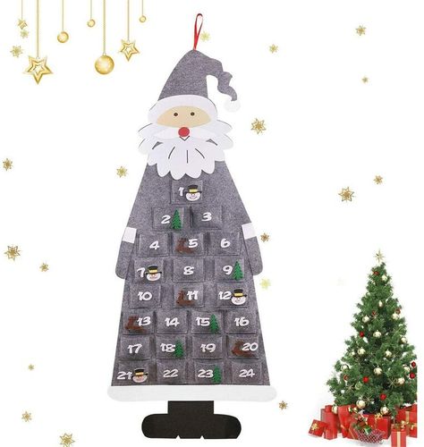 Calendario dell'Avvento in feltro, può essere riempito con tessuto natalizio dell'Avvento in feltro fai-da-te, decorazioni natalizie