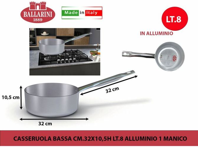 CASSERUOLA BASSA CM.32 ALLUMINIO 1 MANICO