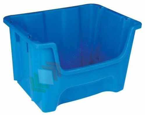 Cassa bocca di lupo in plastica (PP), sovrapponibile, capacità 35 Lt, Mis. 490 L x 400 P x 300 H mm, colore blu