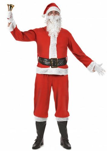 Costume completo da Babbo Natale per Adulto in velluto rosso e bianco