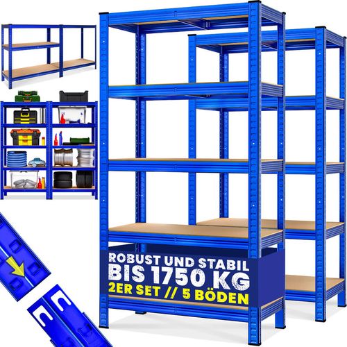 Deuba Scaffale alta portata 2 pezzi metallo rivestito a polvere 180x90x40cm portata max. 875kg scaffalatura