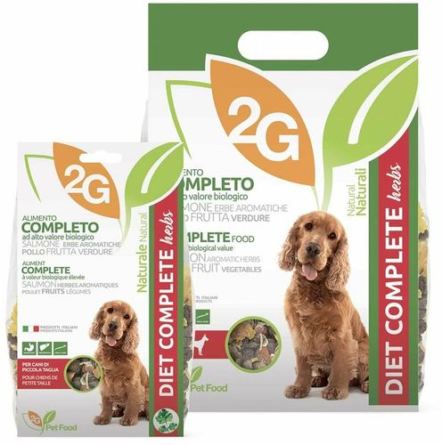 DIET COMPLETE HERBS Crocchette di carne fresca, croccanti fiocchi di verdure con l’aggiunta di erba aromatica, favoriscono la digestione e sono