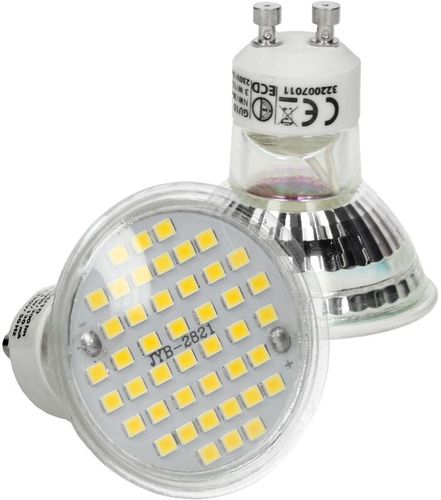 Set di 5 Lampade a LED GU10 44SMD Spot 3W - Sostituzione Lampadina da 20W - in vetro - 251 lumen - Bianco Neutro 4000K - Lampadina da Incasso - Ecd
