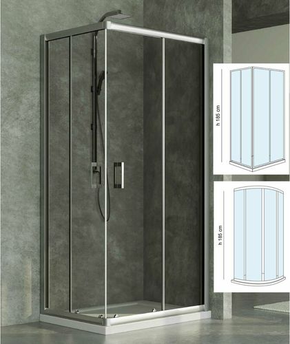 Box Doccia 80x80 90x70 2 Ante Semicircolare Scorrevole Cristallo Bagno - Dimensioni: 90 x 70 x 185 cm - Feridras