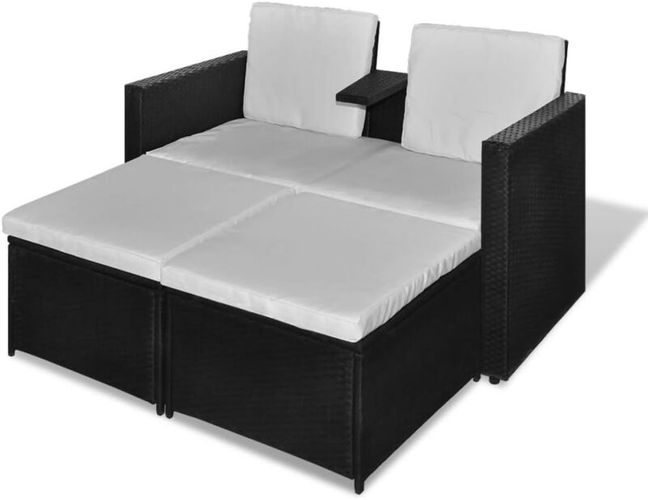 Set Divani da Giardino 4 pz con Cuscini in Polyrattan Nero