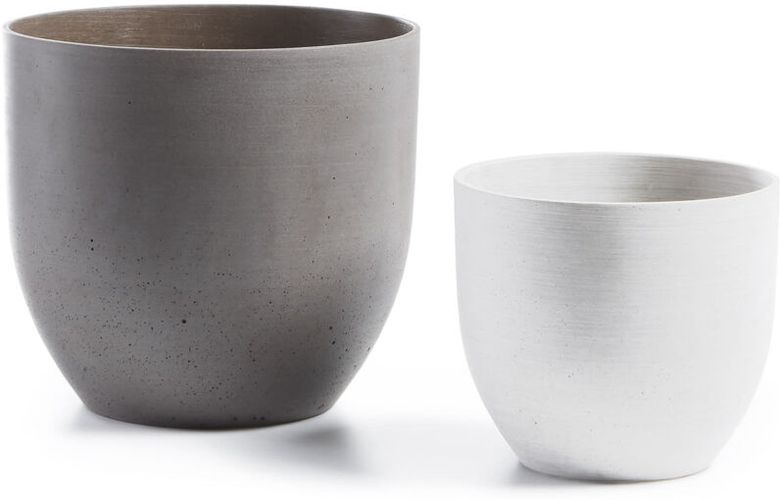 Set di 2 vasi Lula in cemento grigio e beige per interni ed esterni - Grigio