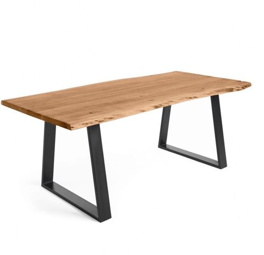 Tavolo rettangolare Alaia in legno con gambe in acciaio - Naturale