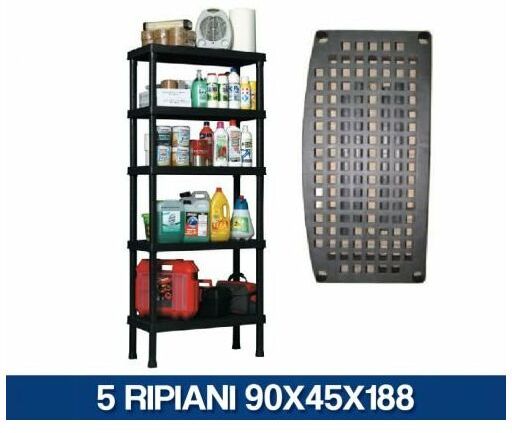 Kit Scaffale In Resina Ad Incastro Plastica Ripostiglio Garage 3 4 5 Rip 51031V 5 Ripiani 90X45X188 (00394)