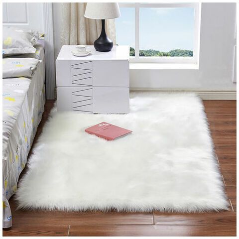 Lunghi tappeti morbidi in peluche, per soggiorno, camera da letto, balcone, bianco, 30 x 30 cm - Kueatily