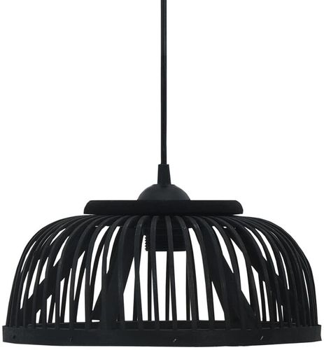 Lampadario Soffitto Nero Bambù 40 W 34x14,5 cm Semicerchio E27 - Nero - Vidaxl