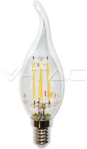 lampadina filo led fiamma vetro trasparente no E14 CE bianco freddo A+ 4 watt 300° 220-240 volt