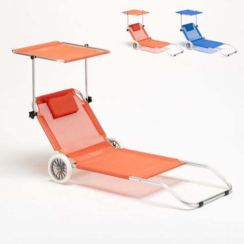 Lettino spiaggia mare in alluminio con ruote richiudibile Banana | Arancione