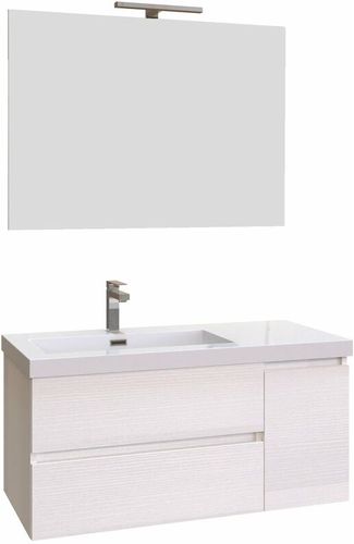 Mobile Bagno Sospeso 100 cm Lavabo e Specchio Pegaso Bianco Larice