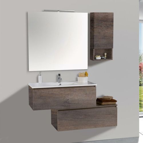 Mobile Da Bagno Sospeso 100cm Pensile P18cm Boston 15 Grigio Frassinato