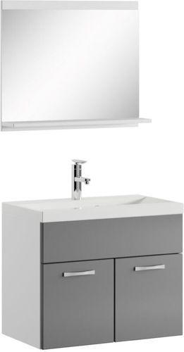 Mobile da bagno Montreal 02 60cm Bianco con Grigio Lucido - armadio mobiletto lavabo Mobili Armadietto - Bianco, Grigio Lucido