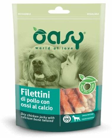 Snack - Filettini di Pollo con Ossi al Calcio - 100 gr - Oasy