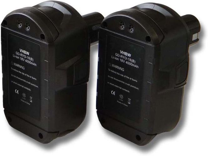 2x Batteria compatibile con Ryobi BID-1801M, BID-180L, BID1821, BIW180, CAD-180L attrezzi da lavoro (4000mAh, 18V, Li-Ion) - Vhbw