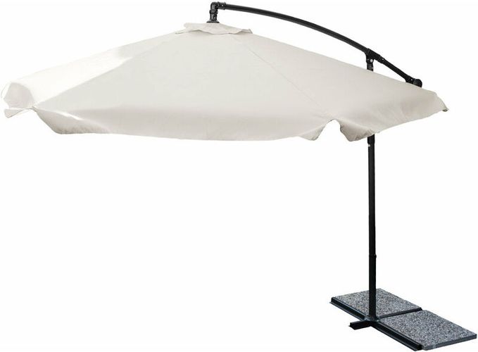 Ombrellone Da Giardino Decentrato Ø3m In Acciaio Telo Beige Con Flap