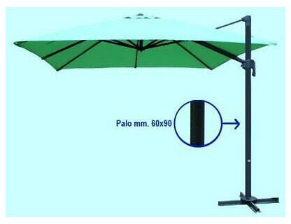 Ombrelloni ombrellone allum laterale quadro de luxe mt3x3 palo mm60x90 giada