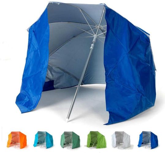 Ombrellone mare portatile moto leggero alluminio spiaggia tenda 200 cm Piuma | Blu