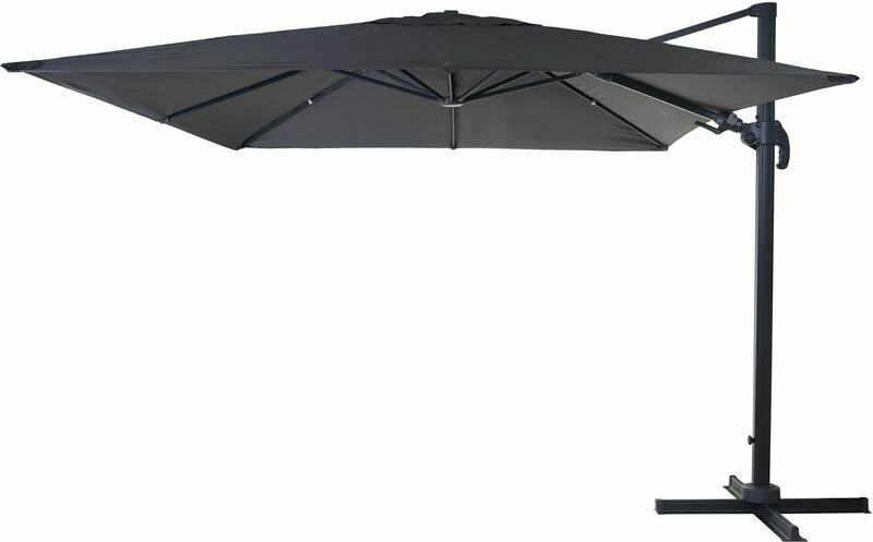 Ombrellone parasole HWC-A96 orientabile 3x4m alluminio antracite girevole senza base