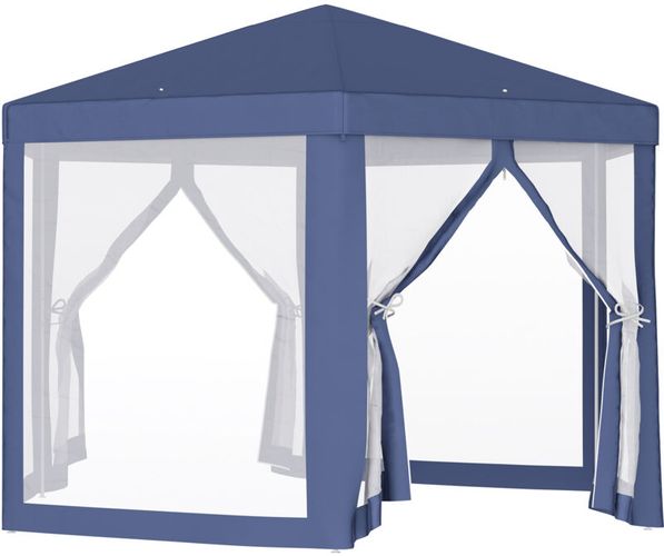 Gazebo Esagonale Moderno e Versatile da Giardino, in Tessuto e Metallo, Blu Bianco, 195×250cm - Outsunny