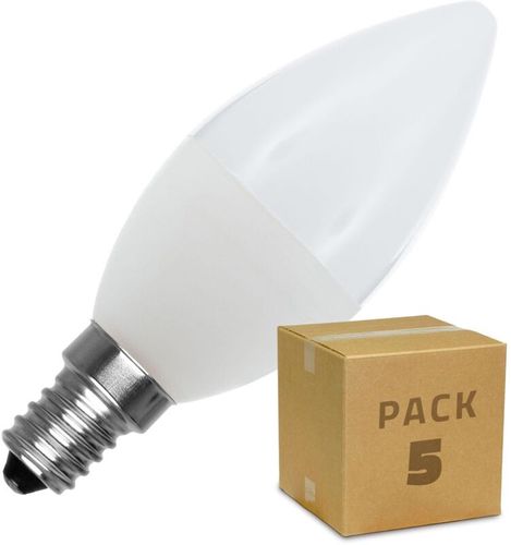 Pack 5 Lampadine LED E14 C37 5W Bianco Naturale 4000K - 4500K