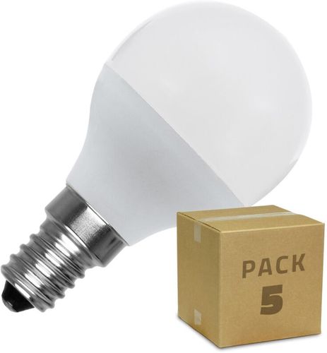 Pack 5 Lampadine LED E14 G45 5W Bianco Freddo 6000K - 6500K