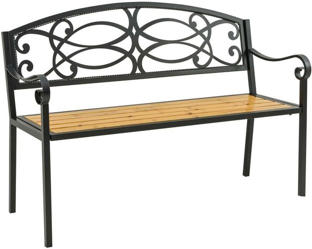 Panchina da Giardino 2 Posti 127x52x88 cm in Metallo e Legno Nero