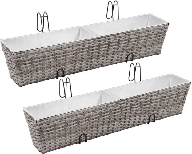 Fioriere da Balcone 2 pz 80 cm in Polyrattan Grigio Grigio