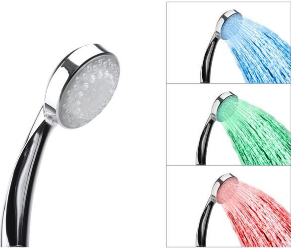 Pigna da doccia - Spruzzino da doccia - Illuminato a LED - 3 colori - argento
