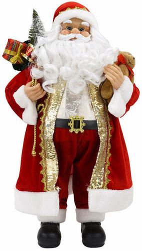 Pupazzo Babbo Natale H60 cm con Orsetto Rosso