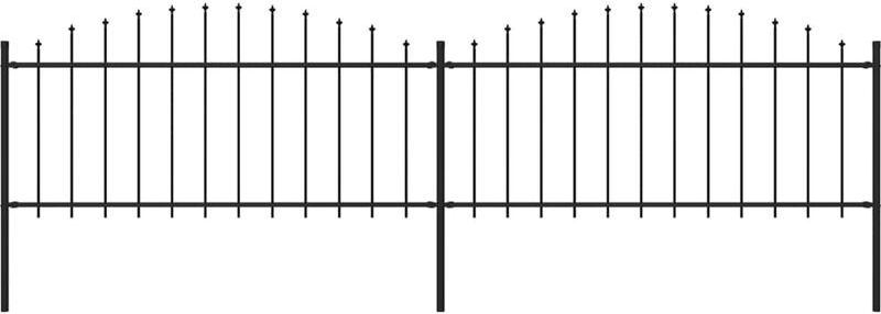 Recinzione Giardino Punta a Lancia (0,5-0,75)x3,4m Acciaio Nera