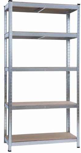 Scaffale 5 Ripiani in Acciaio Galvanizzato e mdf Fadi Silver