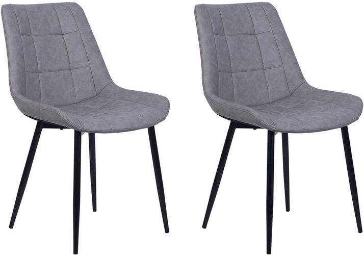 Set di 2 sedie da pranzo in ecopelle grigia gambe in acciaio Nero sedie moderne imbottite - Grigio