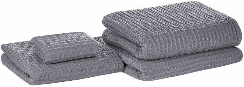 Set di 4 asciugamani in cotone grigio AREORA - grigio