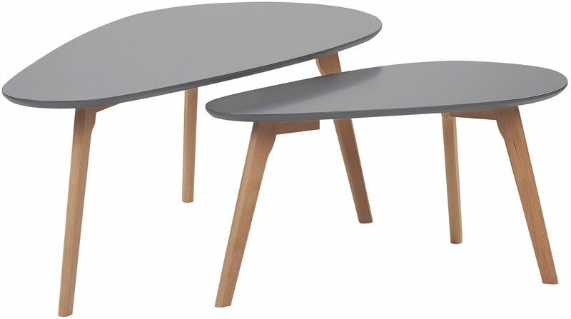 Set di due tavolini grigi con gambe in legno chiaro FLY III - grigio