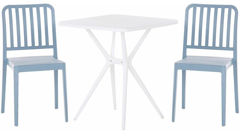 Set bistro tavolo quadrato 2 sedie resistente alle intemperie blu Sersale - Blu