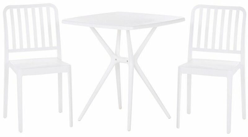 Set bistro tavolo quadrato 2 sedie resistente alle intemperie bianco Sersale - Bianco