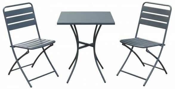 Set tavolo con 2 sedie da esterno pieghevoli in metallo antracite Fredi Trosit