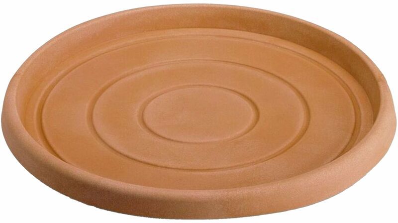 Sottovaso per vaso tondo in resina decorazione per fiori e piante Made in Italy -ø 27 per vaso ø 40 cm / Terracotta