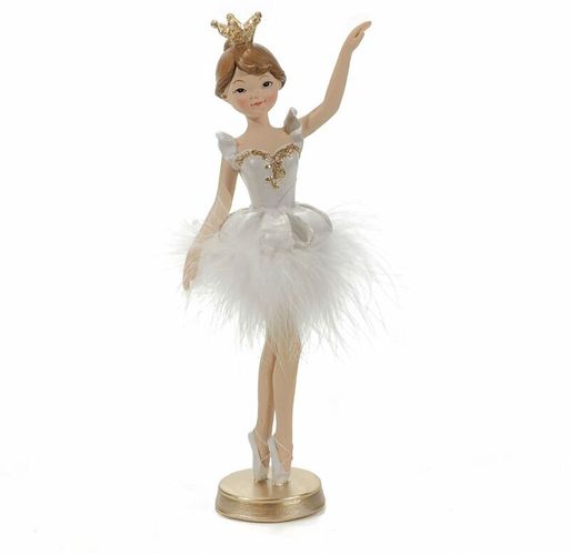 General Trade - Statuetta decorativa 'Ballerina' decorazione bianco e oro per Natale h21 cm