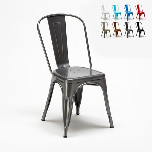 Stock 20 sedie Tolix Industrial metallo e acciaio per cucina e bar Steel One | Grigio