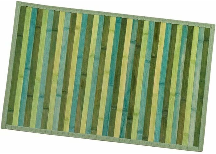 Tappeto Bamboo Legno Stuoia Cucina Bagno Camera Degradè Tovaglietta Colazione Retro Antiscivolo Verde - 30x43 cm