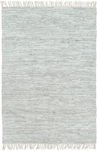 Tappeto Chindi Tessuto a Mano in Pelle 80x160 cm Grigio Chiaro