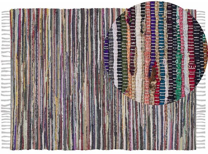 Tappeto multicolore chiaro in cotone con fronde 160 x 230 cm Danca - Multicolore