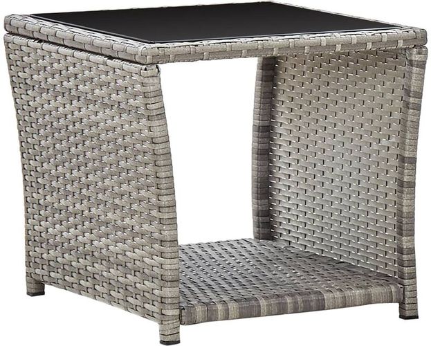 Tavolino da Caffè Grigio 45x45x40 cm in Polyrattan e Vetro Vidaxl Grigio