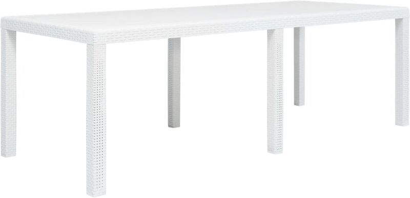 Tavolo da Giardino 220x90x72 cm in Plastica Stile Rattan Bianco Bianco