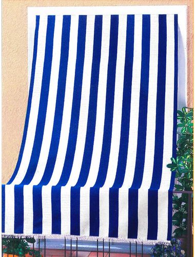 Tenda Da Sole Per Sormonto 140x300 Cm In Poliestere Con Anelli A Strisce Blu - Ranieri